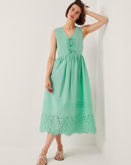 Monsoon Sadie Tie Broderie Midi Dress