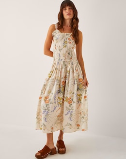 Monsoon Jesse Floral Shirred Midi Dress