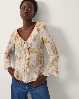 Monsoon Jesse Sheer Frill Floral Blouse