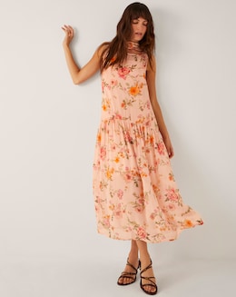 Monsoon Cassia Floral Print Midi Dress