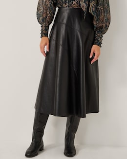 Monsoon Marnie Faux Leather Midi Skirt