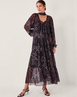 Monsoon Marianna Paisley Print Tiered Midi Dress