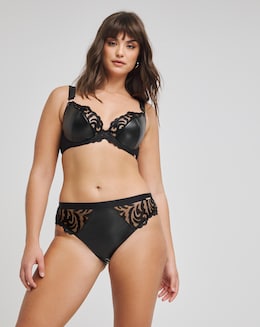 Figleaves Faux Leather Brazillian Brief - Black