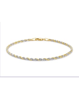 9 Carat 2-Tone Gold Rope Chain Bracelet
