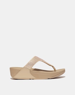 Fit Flop Beige Lulu Crystal Toe-Post Sandals -Standard Fit (D)