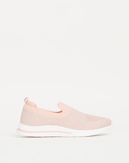 Cushion Walk Glitter Pink Slip On Trainers- Wide Fit (E)