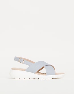 Cushion Walk Blue Linen Crossover Sandal- Wide Fit (E)