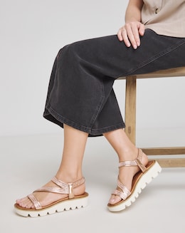 Heavenly Feet Fresco Strappy Glitter Sandals Ex Wide Fit