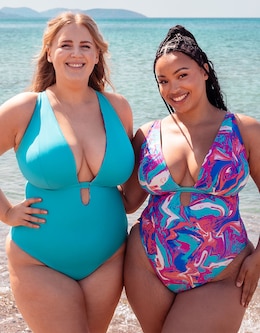 Curvy Kate Ibiza Reversible Non Wired Multiway Plunge Swimsuit Print Mix