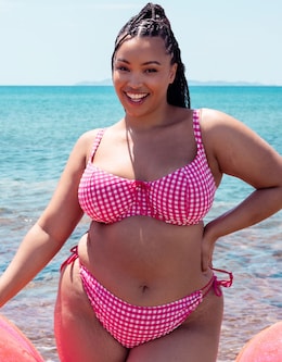 Curvy Kate Holiday Check Tie Side Bikini Brief Raspberry Pink