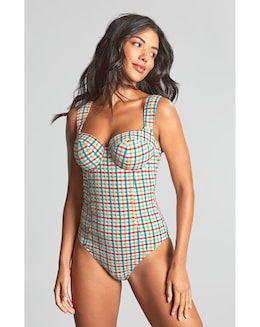 Panache Monica Balcony Wired Wide Strap Swimsuit Seersucker Check