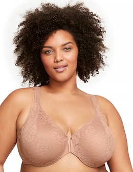 Glamorise Plus Size Lacey T-Back WonderWire Bra 9246