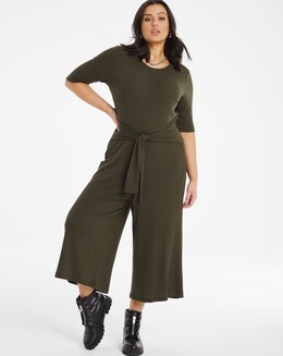 Khaki Ribbed Jumpsuit