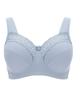 Miss Mary of Sweden Broderie Anglaise Cotton Non Wired Bra Blue