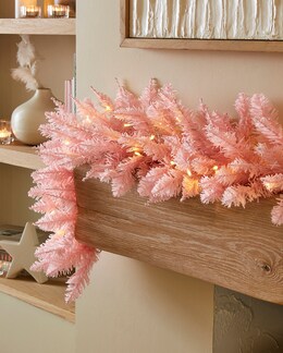Chamonix Pink Pre-Lit Christmas Garland 1.8m