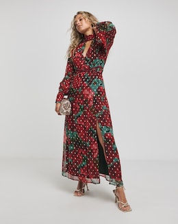 Hope &amp; Ive Edelie Gold Detailing Long Sleeve Maxi Dress