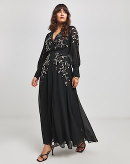 Hope &amp; Ivy Willa Black Embellished Black Maxi Dress