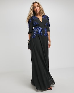 Hope &amp; Ivy Tabby Embellished Black Maxi Dress