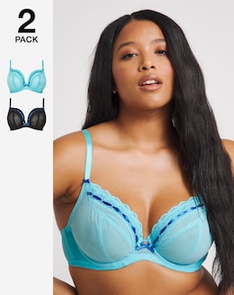 2 Pack Ellie Everyday Ribbon Slot Padded Plunge Bras