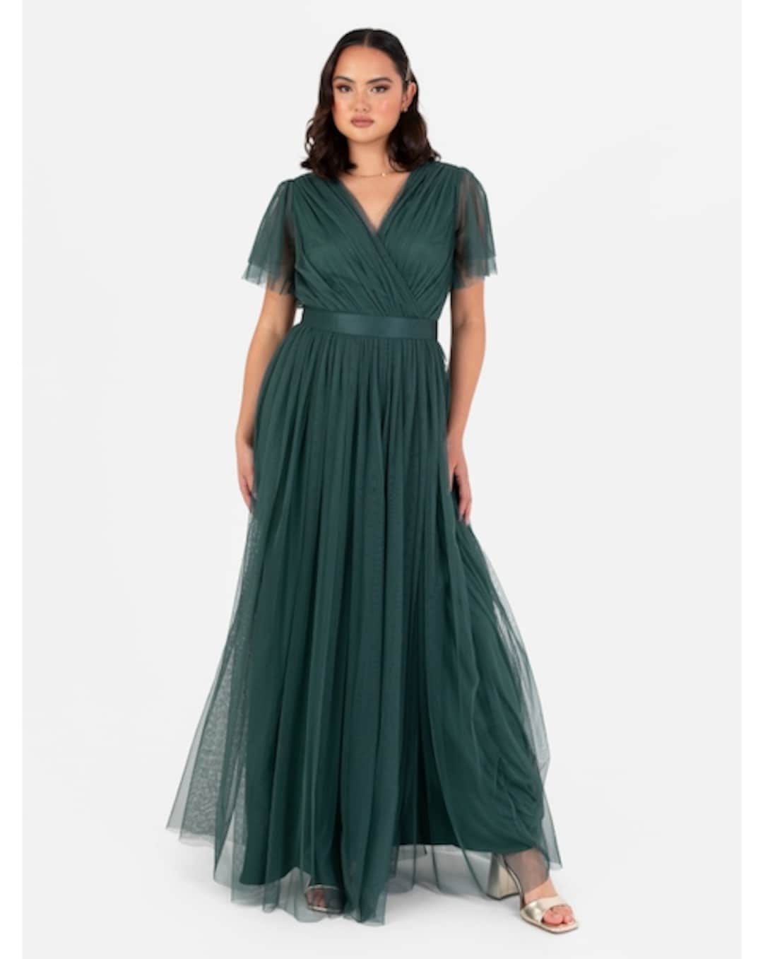 slim fit dress slacks Flounce London Green Sequin Maxi Dress main image 0