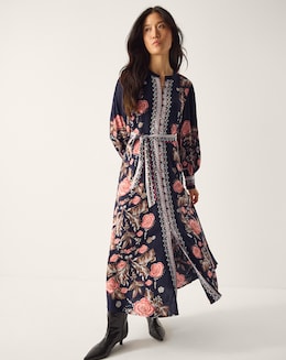 Monsoon Rosalie Floral Print Midi Dress