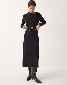 Monsoon Button Collar Midi Jumper Dress