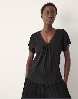 Monsoon Amaya Crochet V-Neck T-Shirt