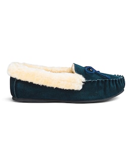 Suede Moccasin Slippers Extra Wide EEE Fit