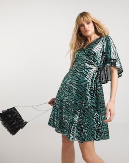 Lovedrobe Animal Sequin Cape Mini Dress