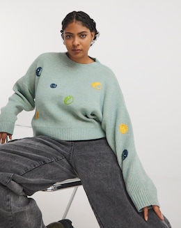 Native Youth Long Sleeve Jumper With Yin and Yang Chunky Stitching