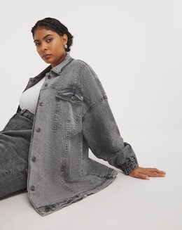Native Youth Acid Wash Denim Jacket With Seaming