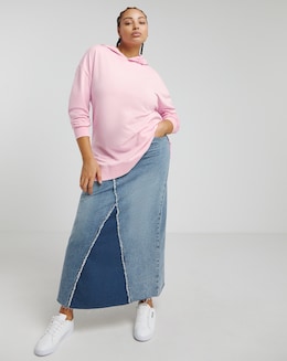 Pink Acid Wash Side Split Hoodie