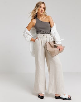Acid Wash One Shoulder Rib Top
