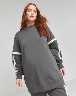 Charcoal Side Stripe Crew Neck Tunic