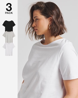 Black, White &amp; Grey Marl 3 Pack Slash Neck Tops
