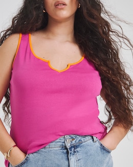 Pink &amp; Orange Contrast Piping Tank