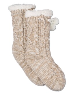 Ugg Pom Pom Fleece Lined Crew Sock