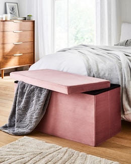Velvet Foldable Storage Ottoman