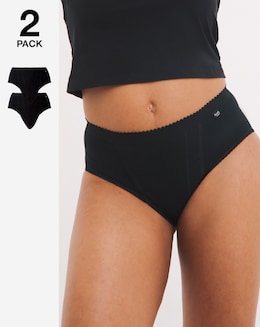 Sloggi 2 Pack Light Control Cotton Tai Knickers Black