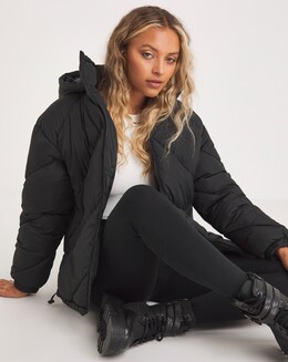 Black Chevron Padded Short Coat