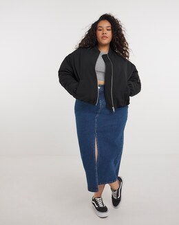 Black Oversized Bomber Jacket