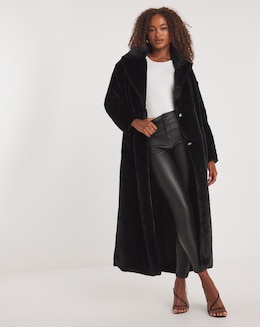 Black Maxi Faux Fur Coat