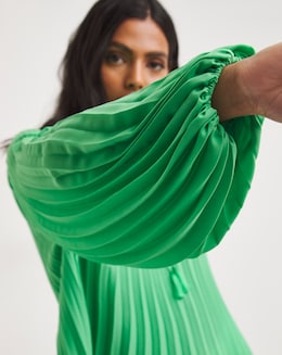 Joanna Hope Pleated Keyhole Blouse