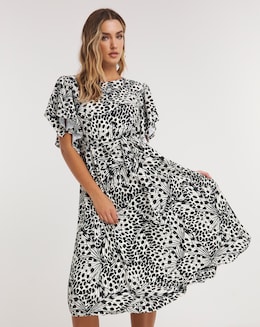Joanna Hope Floral Petal Sleeve Dress