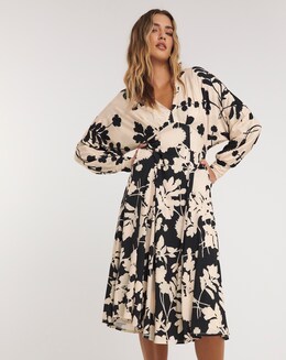 Joanna Hope Empire Deep Cuff Midi Dress