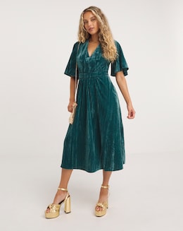 Joanna Hope Crushed Velvet Midi Tea Dress