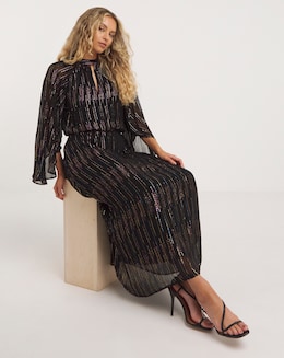 Joanna Hope Metallic Thread Maxi Dress