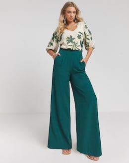 Plus Size Wide Leg Trousers, High Waist & Cropped