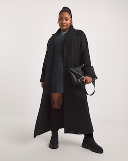 Black Faux Wool Maxi Coat