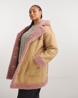 Tan Longline Contrast Shearling Aviator
